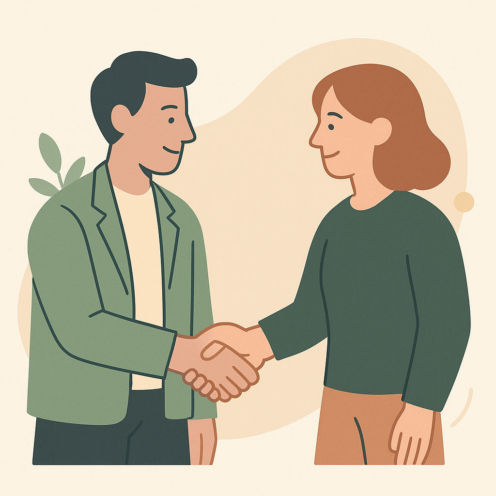 Illustrated partnership handshake